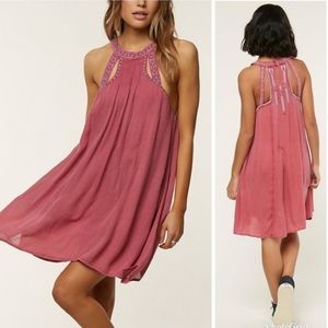 O’Neill - NWT Luminous High Neck Pink Embroidered Trim Beach Dress